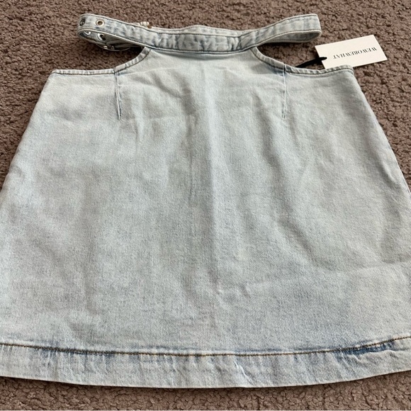 WeWoreWhat Cut Out Skirt Denim Mini Belted Indigo Comfort - Picture 3 of 12